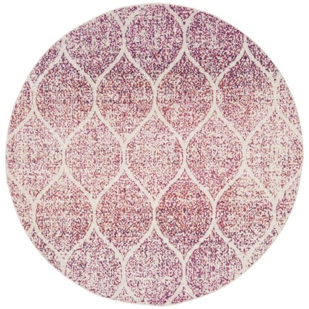 Safavieh 6 ft. 7 in. x 6 ft. 7 in. Madison Round Power-Loomed Rug Cream & Fuchsia MAD604R-7R